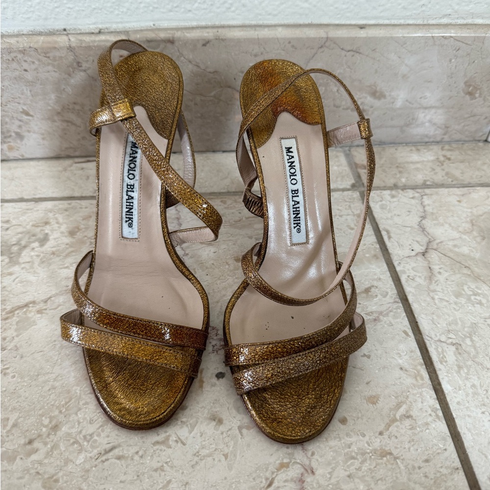 Manolo Blahnik golden sandals